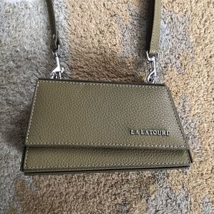 La LaToure Iconica Mini Olive Green Silver Classic Leather Handbag $513